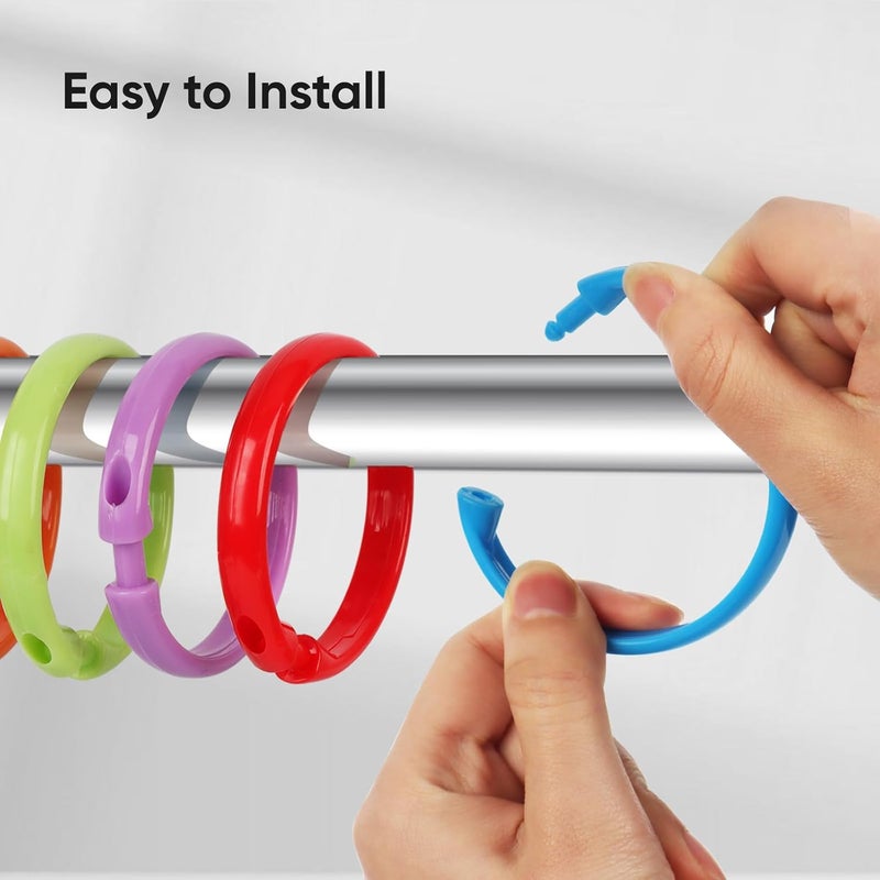 Ulable Premium Plastic Shower Curtain Rings Shower Shower Curtain Rings-12 Pack- Plastic Shower Curtain Hooks O-Shaped Rings (O-Shape,Rainbow,12Pcs) - Image 5